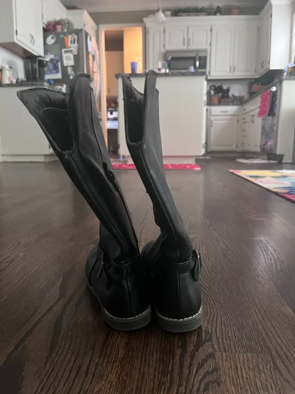 Crazy 8 Girls Black Faux Leather Knee-High Riding Boots Size 3